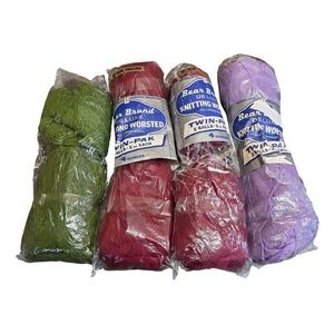 Vintage Bear Brand De Luxe Knitting Worsted Wool Yarn Lot 8 Skeins Twin-Pak USA